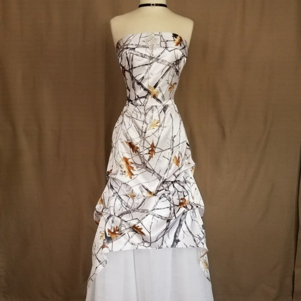 True Timber Camo White Wedding Prom Bridemaids Dress Size 24 NEW